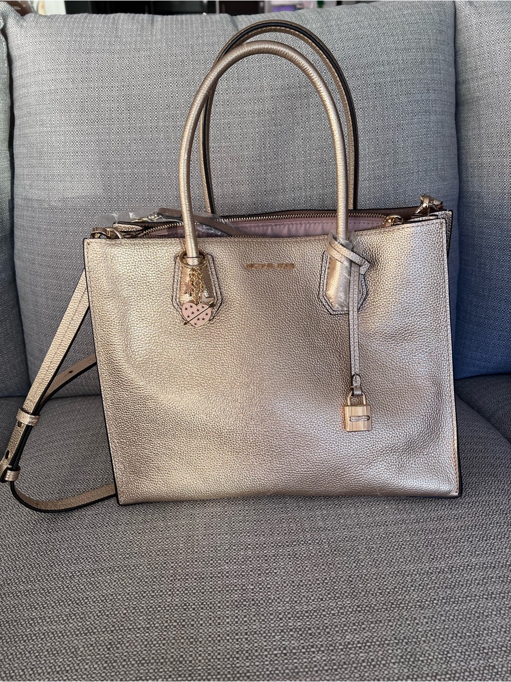 Michael Kors Metallic Gold Leather Satchel